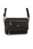 Nas Bag Kadın Çapraz Çok Cepli Spor Çanta Siyah Gofraj (25x18x7 cm )