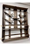 Dekoratif Rustik Ahşap Şaraplık , Içki Ve Içecek Standı Mini Bar 105 X 90 x 10 Cm (Ceviz)