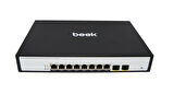 Beek L2 Yönetilebilir PoE Switch&lt;br&gt;
8 x 10/100/1000Mbps IEEE802.3af/at PoE+ port (Port başına 30.8 watt) (PoE Güç Bütçesi maks. 120 Watt) &lt;br&gt;
2 x 10/100/1000BASE-T SFP yuva&lt;br&gt;
Bee