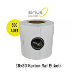 38x80 KARTON RAF ETİKETİ (1 RULO 500 ad)