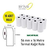 Mopak 56x16 Termal Pos Rulosu Yazarkasa Kağıdı (1 Paket 10 Rulo)