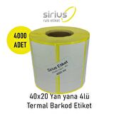 40x20 YANYANA 4LÜ TERMAL BARKOD ETİKET (1 RULO 4000 ad)