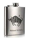 Kişiye Özel Boğa Temalı Hediye 9 Oz Çelik Cep Matarası 266 Ml İçecek Cep Matarası
