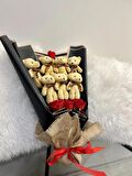 Solmayan Gül Teddy Bear Peluş Ayıcık Buketi Yıldönümü Doğum Gününe Özel Premium Hediye