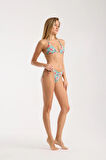 Hibiscus Turkuaz Desenli Bikini Set