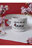 Anneye Hediye El yapımı Seramik Kırmızı Kalp Kupa Mug Bardak Çay / Kahve Fincanı