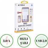 HHM_ Honor Play Uyumlu Type-C Girişli Hızlı Şarj Aleti Cihazı Adaptör+Kablo 3.0A Q32