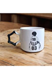 Taraftar Baba Oğul Siyah Beyaz Yıldız Kulplu El Yapımı Seramik Mug Kupa Çay Cappuccino Fincanı