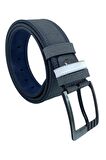 4.5 cm. Spor Suni Deri Çift Dikişli Model Erkek Kemer Gri