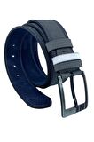 4.5 cm. Spor Suni Deri Çift Dikişli Model Erkek Kemer Gri