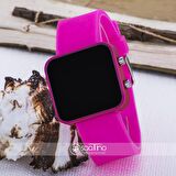 Pembe Kare Dijital Led Ekran Pembe Silikon Kordonlu Bayan Saat ST-303620