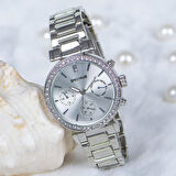 Spectrum Marka Kadın Kol Saati Taşlı Kasa Silver Çelik Kordon ST-303821