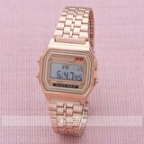 SaaTTino Rose Renk Çelik Kordon Dijital Retro Kadın Kol Saat ST-303871