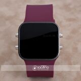SaaTTino Trend Bordo Renk Siyah Kasa Silikon Kordonlu Dijital Unisex Kadın Kol Saati ST-303952