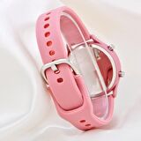 Koyu Pembe Silikon Kordonlu Led Watch Genç Kız Kadın Kol Saati ST-304168