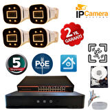 5MP 1440p Warm Led 4 Kameralı 1 TB Harddisk Dahil IP Poe Güvenlik Kamerası Seti - ST-541TW