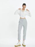 Crop Paça Basic Pantolon Beli Lastikli Cepli
