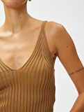 Crop Triko Atlet Askılı V Yaka - 4WAK30004HT