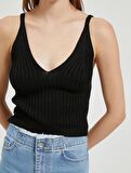 Crop Triko Atlet Askılı V Yaka - 4WAK30004HT