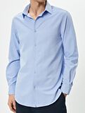 Klasik Gömlek Slim Fit Yarım İtalyan Yaka Düğmeli Uzun Kollu - 4SAM60020HW