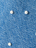 Taşlı Kot Pantolon Geniş Paça Cepli Standart Bel  - 4SAL40181MD