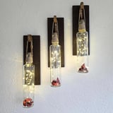 Led Işıklı, Ceviz Renkli Duvar Aplik, Üçlü Set