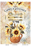 5798 Cafes & Legumes, Ayçiçeği, Sunflower Desenli Pirinç Dekopaj 30x42