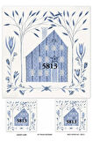 5813 Mavi, Rus Rüyası, Ev Desenli Pirinç Dekopaj 30x42