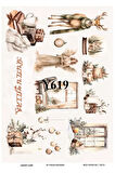 Y619 Yeniyıl, Kolaj, Kış Temalı Pirinç Dekopaj 30x42