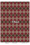 Y542 Kırmızı Çizgili, Ekose, Tartan Pirinç Dekopaj 30x42