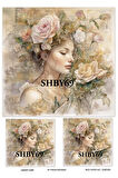 Shabby Serisi SHBY69 Shabby Chic, Kadın, Güller Pirinç Dekopaj 30x42