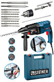 Steiner Alman 4000 Watt Profesyonel Kırıcı Delici Hilti Darbeli Matkap + 10 Adet Uç + Mandren
