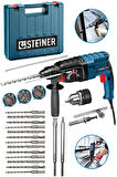 Steiner Alman 4000 Watt Profesyonel Kırıcı Delici Hilti Darbeli Matkap + 15 Adet Uç + Mandren
