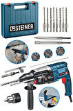 Steiner Alman 4000 Watt Profesyonel Kırıcı Delici Hilti Darbeli Matkap Gri + 10 Adet Uç + Mandren