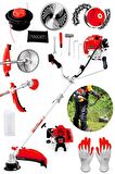 Steiner Alman 16 Hp Tam Profesyonel Yan Tipi Benzinli Tırpan Kırmızı Ot Çalı Çim Biçme Makinesi + Canavar Başlık