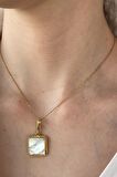 Birinci1926 925 Ayar Gümüş  Vintage Mother of Pearl Sedefli Kare Küpe