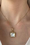 Birinci1926 925 Ayar Gümüş  Vintage Mother of Pearl Sedefli Kare Küpe