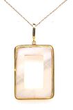 Birinci1926 925 Ayar Gümüş Mother Of Pearl Sedef Dikdörtgen Kolye