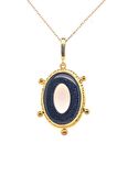 Birinci1926 925 Ayar Gümüş Mother Of Pearl Siyah Oval Kolye