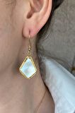 Birinci1926 925 Ayar Gümüş  Vintage Geometrik Mother of Pearl Küpe