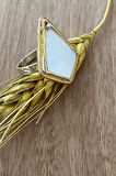 Birinci1926 925 Ayar Gümüş  Vintage Geometrik Mother of Pearl Yüzük