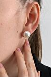 Birinci1926 925 Ayar Gümüş Kadın 12 MM İnci Beyaz Küpe
