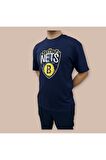 Erkek  Oversize Nets Baskılı Pamuklu T-Shirt