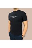 Erkek  Slim Fit Enjeksiyon Baskılı Pamuklu T-Shirt
