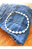 Yassı Oval Sedef Taşlı Kolye, Choker Kolye