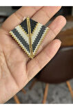 Üçgen Bijüteri Küpe, Yelpaze Küpe, Siyah, Gri, Gold, Krem, Miyuki, Özel Tasarım Küpe, Hediye