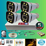 ARNA 5 MP 4 KAMERALI GECE RENKLİ SESLİ 1 TB HDD DAHİL AHD GÜVENLİK SETİ - ST125