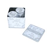 Grey&White Seri - 3'lü Set - 2'li Metal Saklama Kabı, Köşeli Metal Kutu