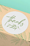 3x3cm - 90 Adet - Thank You Sticker Teşekkürler Etiketi Yeşil Çiçek Desenli Paketleme Etiket- ST2001