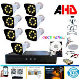 7 KAMERALI 5MP LENS 1080P WARM LED GECE RENKLİ 2 TB HDD DAHİL GÜVENLİK SETİ - 272W